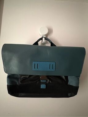 Coach Men's Teal and Black Leather Messenger Satchel